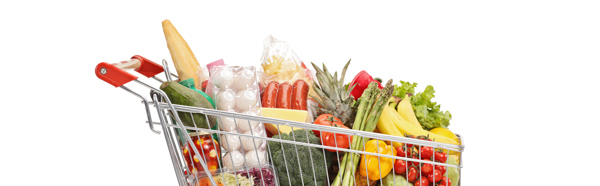 carro de la compra con productos frescos